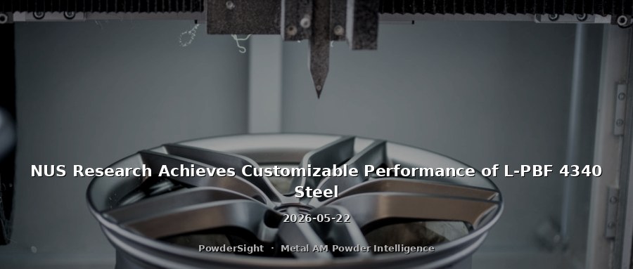 NUS Research Achieves Customizable Performance of L-PBF 4340 Steel