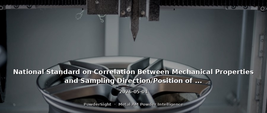National Standard on Correlation Between Mechanical Properties and Sampling Direction/Position of Metal Additive Manufacturing Parts Officially Implemented on May 1