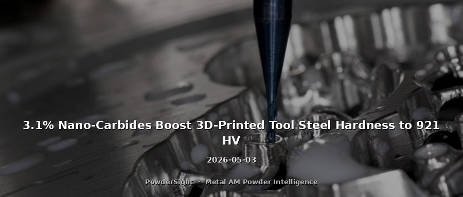 3.1% Nano-Carbides Boost 3D-Printed Tool Steel Hardness to 921 HV