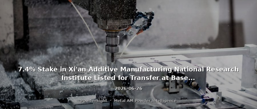 7.4% Stake in Xi'an Additive Manufacturing National Research Institute Listed for Transfer at Base Price of 6.5073 Million Yuan