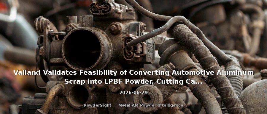 Valland Validates Feasibility of Converting Automotive Aluminum Scrap into LPBF Powder, Cutting Carbon Footprint by 73%