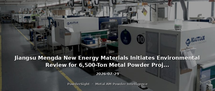 Jiangsu Mengda New Energy Materials Initiates Environmental Review for 6,500-Ton Metal Powder Project