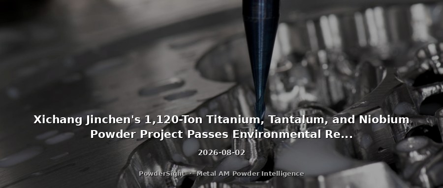 Xichang Jinchen's 1,120-Ton Titanium, Tantalum, and Niobium Powder Project Passes Environmental Review; HDH + Spheroidization Process Targets Semiconductor and Aerospace Applications