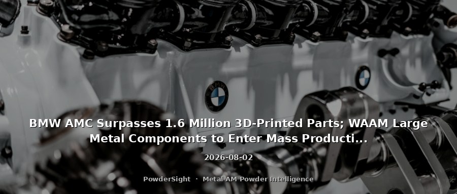 BMW AMC Surpasses 1.6 Million 3D-Printed Parts; WAAM Large Metal Components to Enter Mass Production in 2027