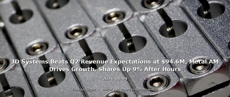 3D Systems Beats Q2 Revenue Expectations at $94.6M, Metal AM Drives Growth, Shares Up 9% After Hours