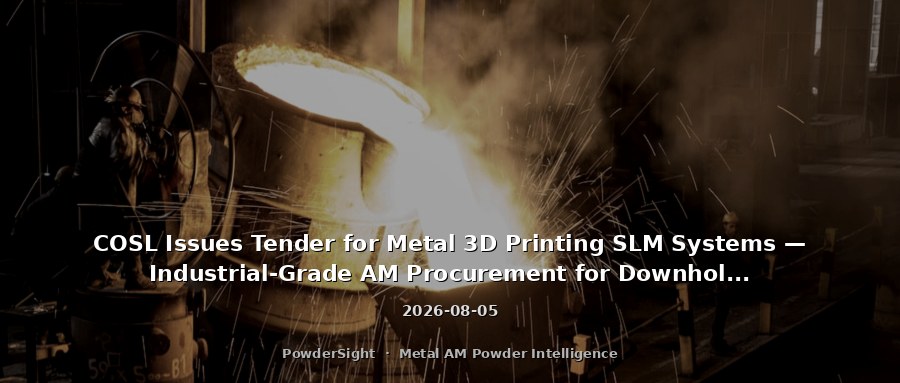 COSL Issues Tender for Metal 3D Printing SLM Systems — Industrial-Grade AM Procurement for Downhole Tool R&D
