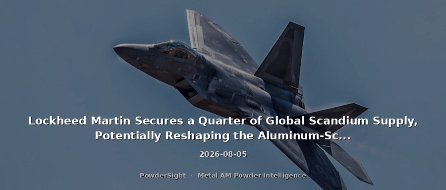 Lockheed Martin Secures a Quarter of Global Scandium Supply, Potentially Reshaping the Aluminum-Scandium Alloy Powder Landscape