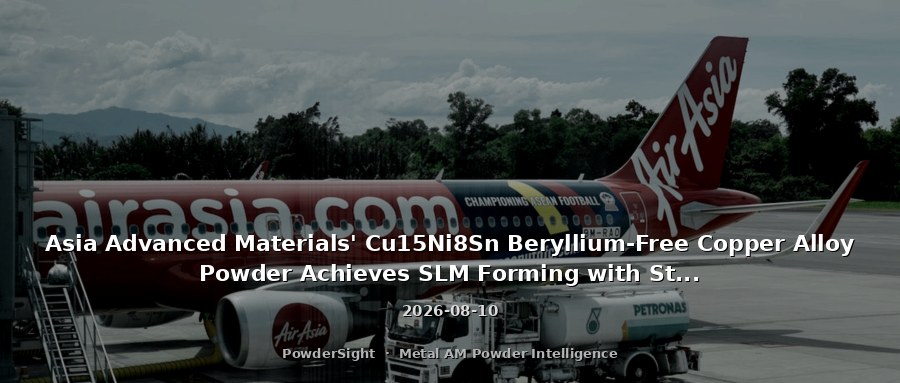 Asia Advanced Materials' Cu15Ni8Sn Beryllium-Free Copper Alloy Powder Achieves SLM Forming with Strength Exceeding 1000 MPa, Positioning It as a Beryllium Copper Alternative