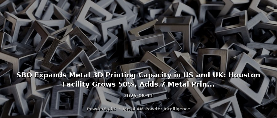 SBO Expands Metal 3D Printing Capacity in US and UK: Houston Facility Grows 50%, Adds 7 Metal Printers, 3T Wins Tech Company of the Year Award