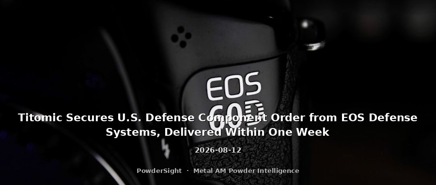 Titomic Secures U.S. Defense Component Order from EOS Defense Systems, Delivered Within One Week