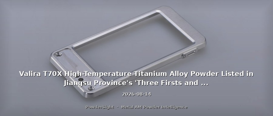 Valira T70X High-Temperature Titanium Alloy Powder Listed in Jiangsu Province's 'Three Firsts and Two News': 700°C-Grade Service Fills Domestic Gap