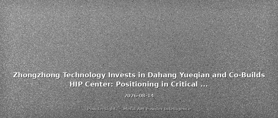 Zhongzhong Technology Invests in Dahang Yueqian and Co-Builds HIP Center: Positioning in Critical Post-Processing for Rocket Engines