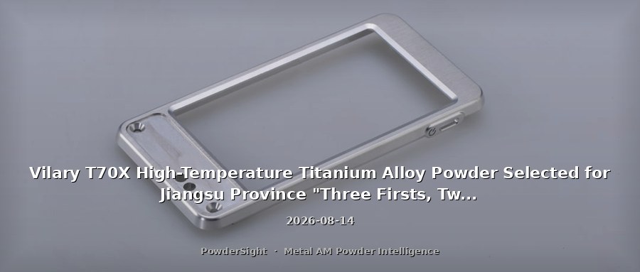 Vilary T70X High-Temperature Titanium Alloy Powder Selected for Jiangsu Province "Three Firsts, Two News" Program: 700°C-Grade Service Fills Domestic Gap