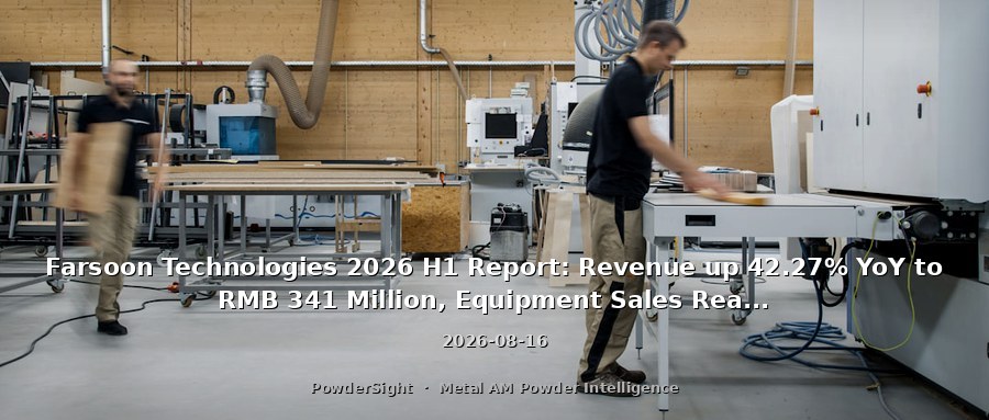 Farsoon Technologies 2026 H1 Report: Revenue up 42.27% YoY to RMB 341 Million, Equipment Sales Reach RMB 271 Million