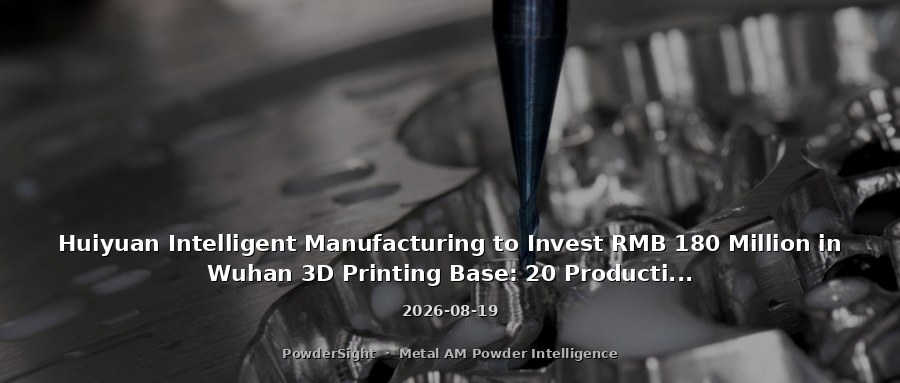 Huiyuan Intelligent Manufacturing to Invest RMB 180 Million in Wuhan 3D Printing Base: 20 Production Lines and 20,000 m² Facility