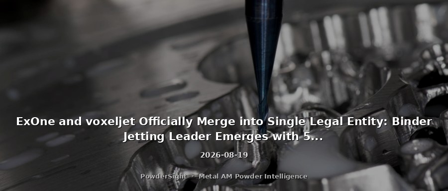 ExOne and voxeljet Officially Merge into Single Legal Entity: Binder Jetting Leader Emerges with 500+ Installed Systems Worldwide