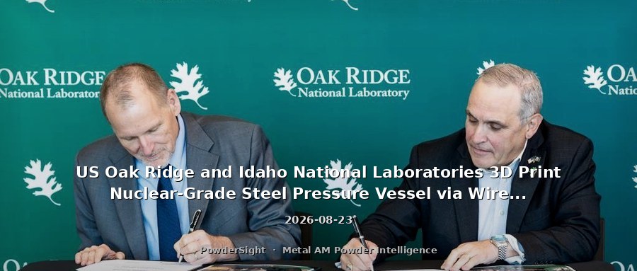 US Oak Ridge and Idaho National Laboratories 3D Print Nuclear-Grade Steel Pressure Vessel via Wire-Arc Additive Manufacturing