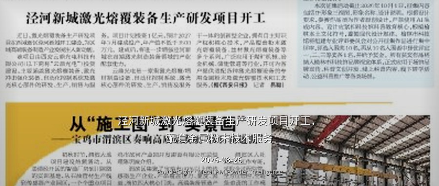 泾河新城激光熔覆装备生产研发项目开工，配套金属粉末技术服务