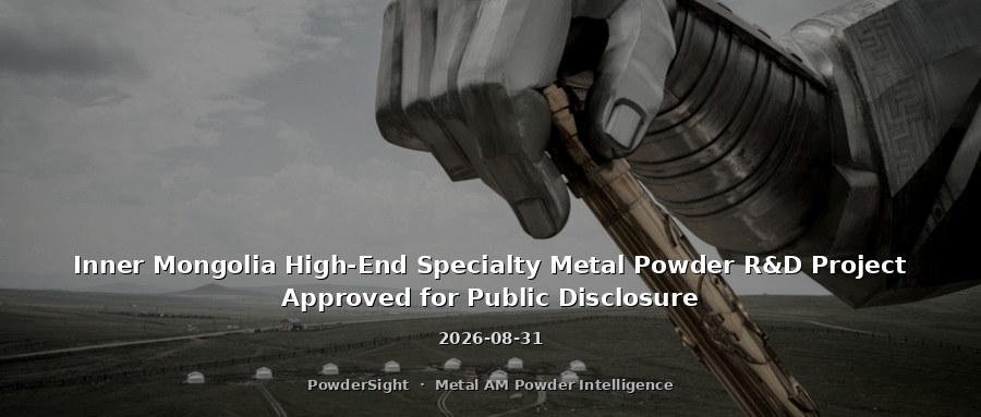 Inner Mongolia High-End Specialty Metal Powder R&D Project Approved for Public Disclosure