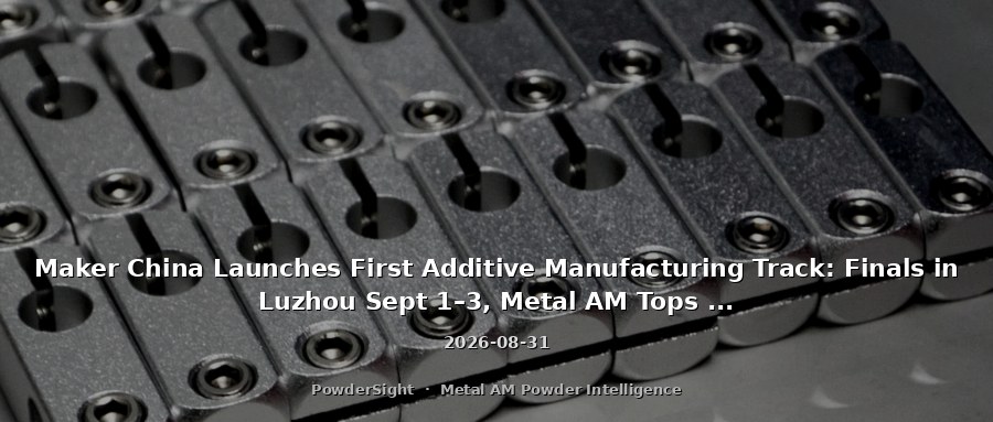 Maker China Launches First Additive Manufacturing Track: Finals in Luzhou Sept 1–3, Metal AM Tops the Agenda