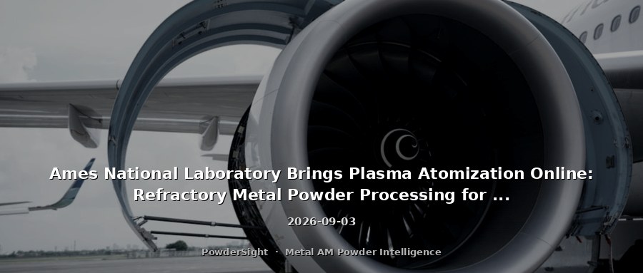 Ames National Laboratory Brings Plasma Atomization Online: Refractory Metal Powder Processing for Tungsten and Molybdenum Enters a New Thermal Regime
