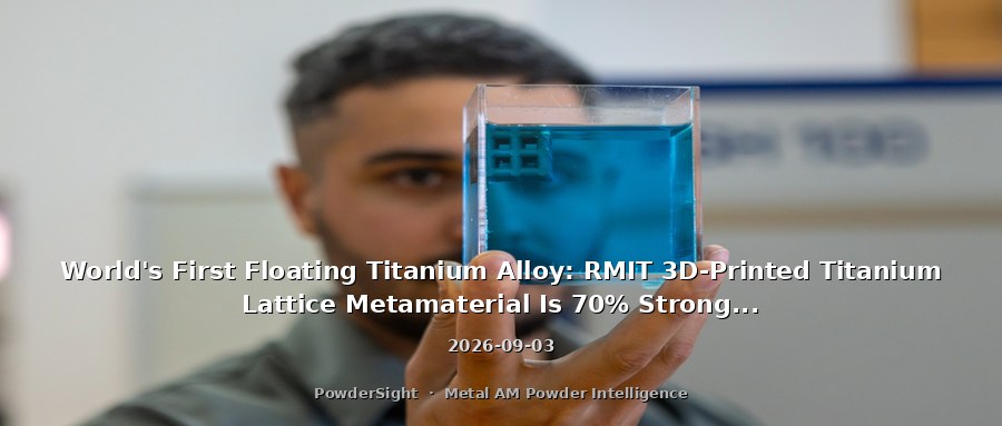 World's First Floating Titanium Alloy: RMIT 3D-Printed Titanium Lattice Metamaterial Is 70% Stronger Than 316L at Equal Density