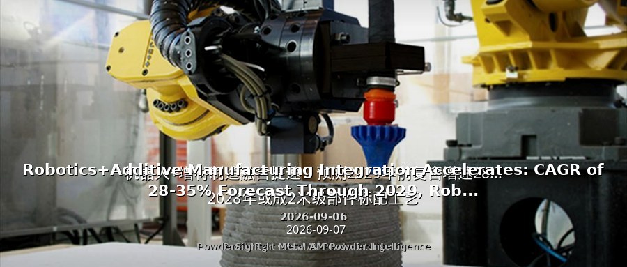 Robotics+Additive Manufacturing Integration Accelerates: CAGR of 28-35% Forecast Through 2029, Robotic AM Poised to Become Standard for 2-Meter-Scale Components by 2028