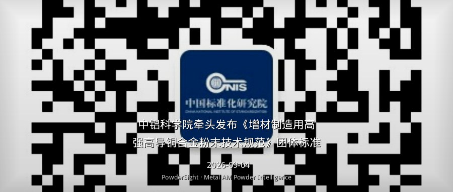 中铝科学院牵头发布《增材制造用高强高导铜合金粉末技术规范》团体标准