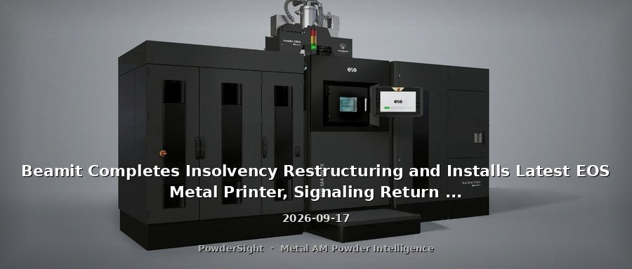 Beamit Completes Insolvency Restructuring and Installs Latest EOS Metal Printer, Signaling Return of European Metal AM Service Capacity