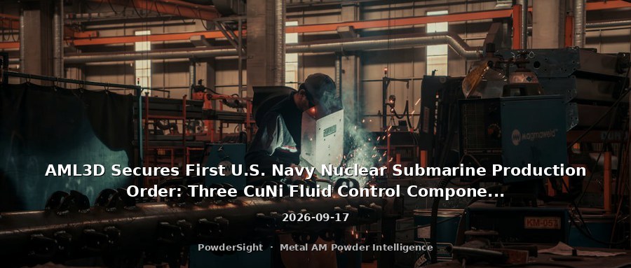 AML3D Secures First U.S. Navy Nuclear Submarine Production Order: Three CuNi Fluid Control Components, WAM Process Moves from Testing to Mass Production