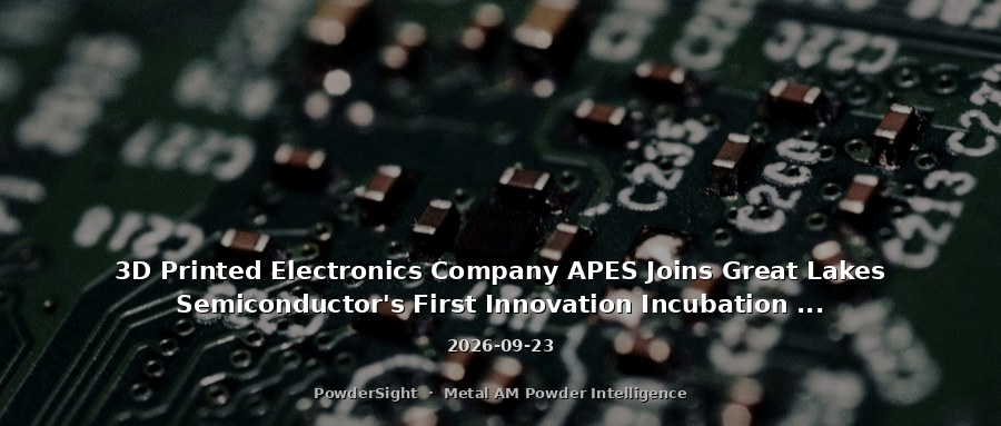 3D Printed Electronics Company APES Joins Great Lakes Semiconductor's First Innovation Incubation Program