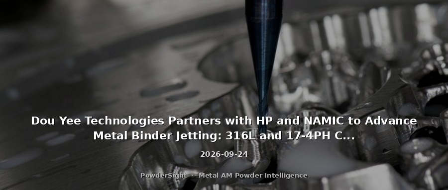 Dou Yee Technologies Partners with HP and NAMIC to Advance Metal Binder Jetting: 316L and 17-4PH Certified