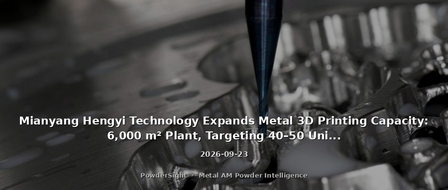 Mianyang Hengyi Technology Expands Metal 3D Printing Capacity: 6,000 m² Plant, Targeting 40–50 Unit Pilot-Scale Capability by Year-End