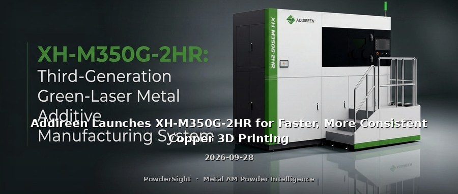 Addireen Launches XH-M350G-2HR for Faster, More Consistent Copper 3D Printing