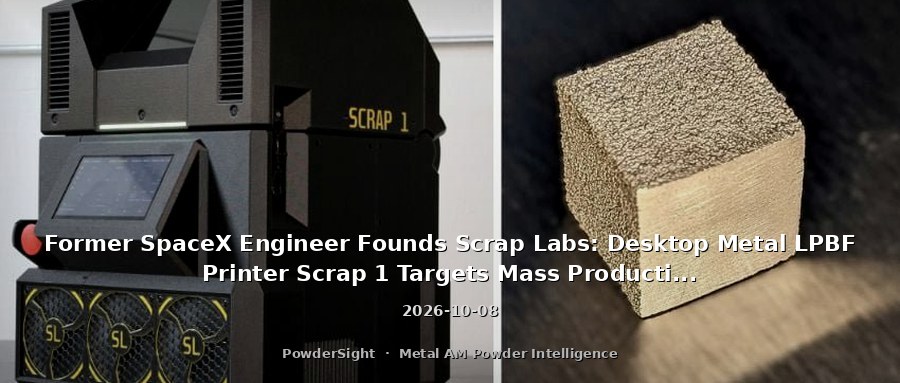 Former SpaceX Engineer Founds Scrap Labs: Desktop Metal LPBF Printer Scrap 1 Targets Mass Production by June 2027
