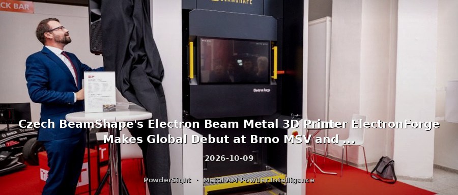 Czech BeamShape's Electron Beam Metal 3D Printer ElectronForge Makes Global Debut at Brno MSV and Wins Gold Award