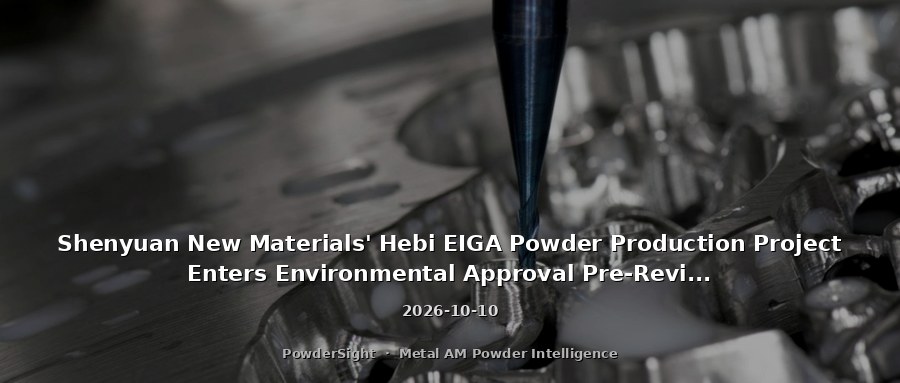 Shenyuan New Materials' Hebi EIGA Powder Production Project Enters Environmental Approval Pre-Review Public Notice: RMB 30 Million Investment to Expand Titanium Alloy Powder Capacity