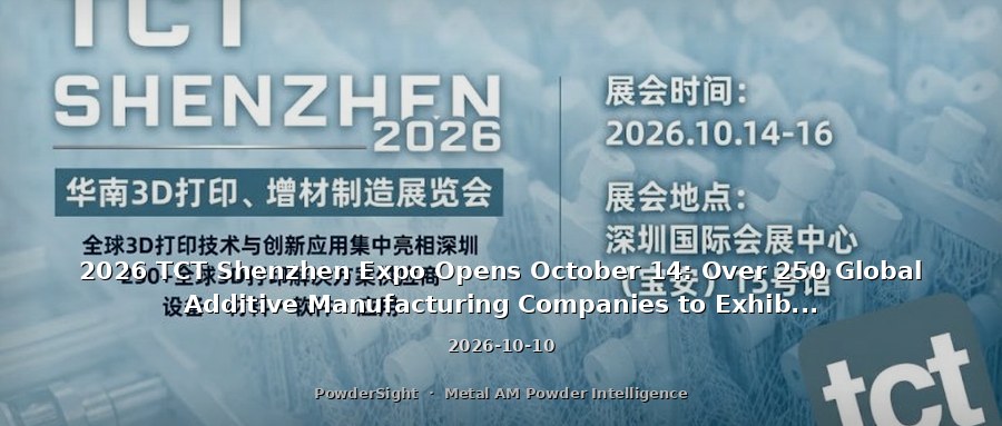 2026 TCT Shenzhen Expo Opens October 14: Over 250 Global Additive Manufacturing Companies to Exhibit, Focusing on Scalable Mass Production