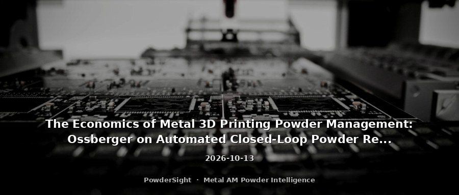 The Economics of Metal 3D Printing Powder Management: Ossberger on Automated Closed-Loop Powder Recycling for LPBF