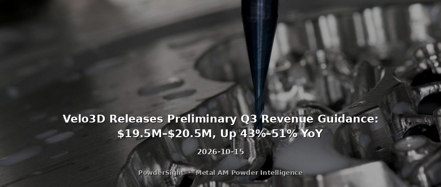 Velo3D Releases Preliminary Q3 Revenue Guidance: $19.5M–$20.5M, Up 43%–51% YoY