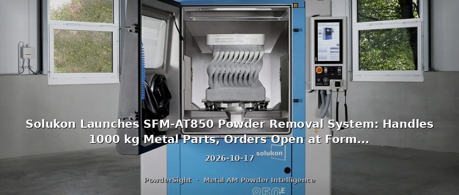 Solukon Launches SFM-AT850 Powder Removal System: Handles 1000 kg Metal Parts, Orders Open at Formnext 2026