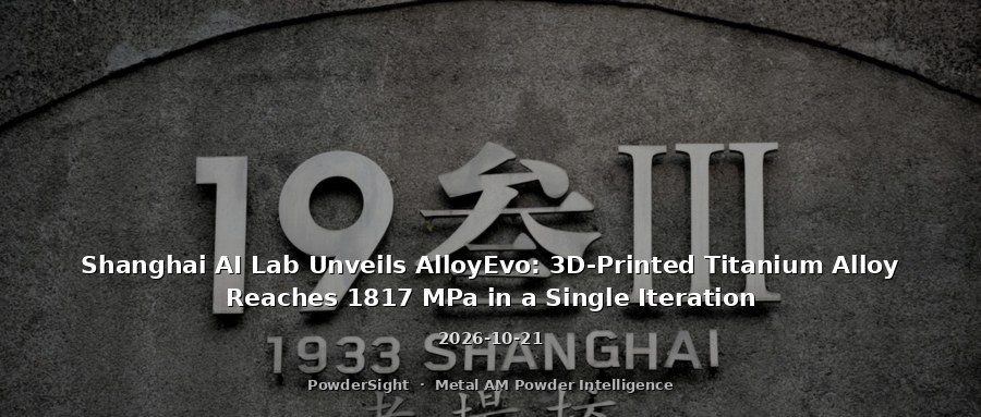 Shanghai AI Lab Unveils AlloyEvo: 3D-Printed Titanium Alloy Reaches 1817 MPa in a Single Iteration
